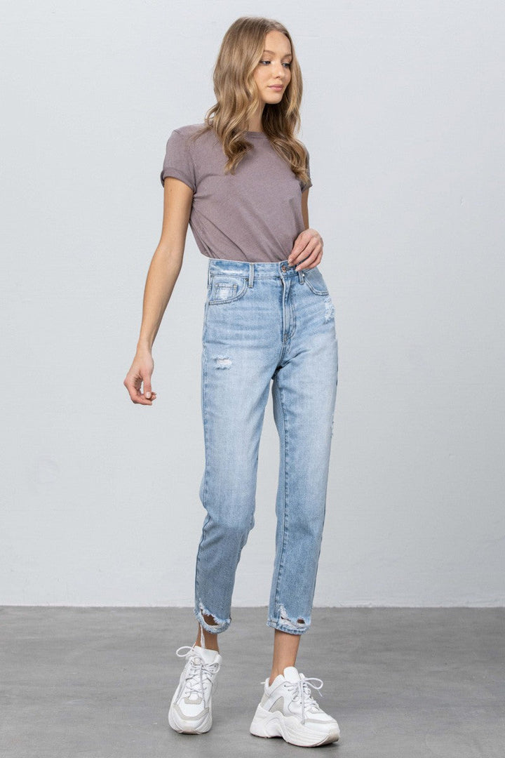 Alexis High Rise Ripped Crop Tapered Jeans - Jeans
