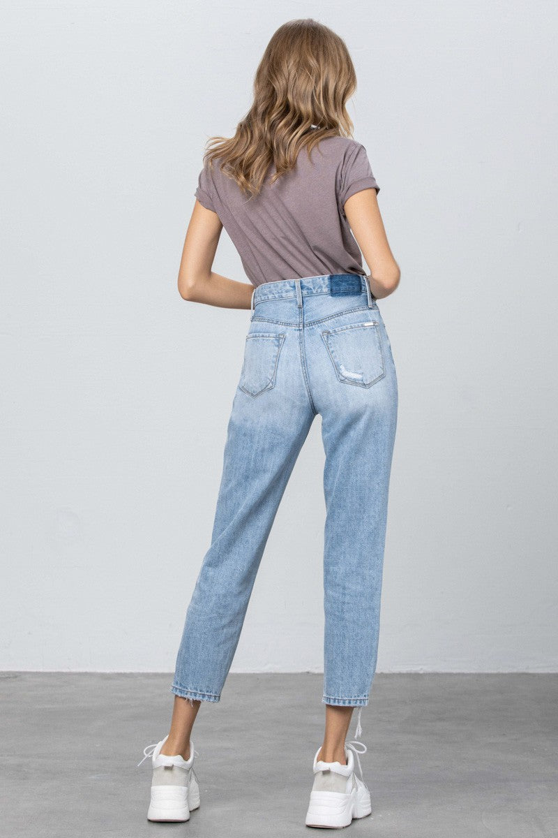 Alexis High Rise Ripped Crop Tapered Jeans - Jeans