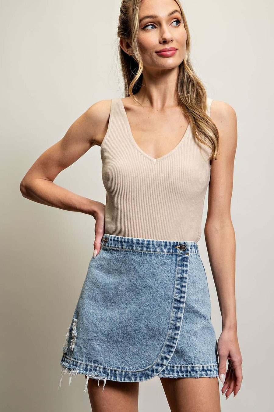 Angel STONE WASHED WRAP MINI SKIRT - shirts