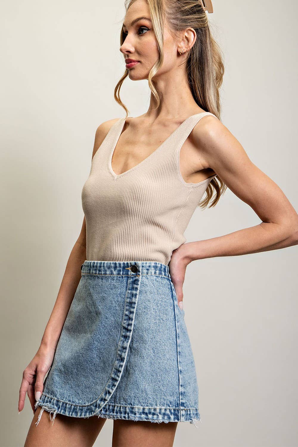 Angel STONE WASHED WRAP MINI SKIRT - shirts