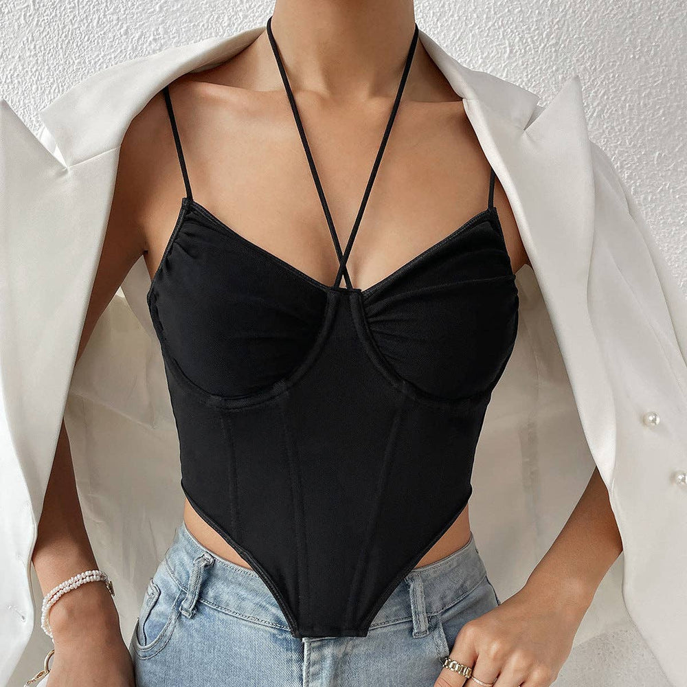 Aspen Mesh Slim Halter Corset - Tops
