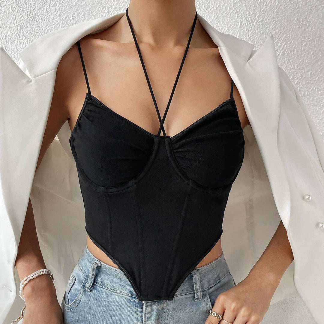 Aspen Mesh Slim Halter Corset - Tops
