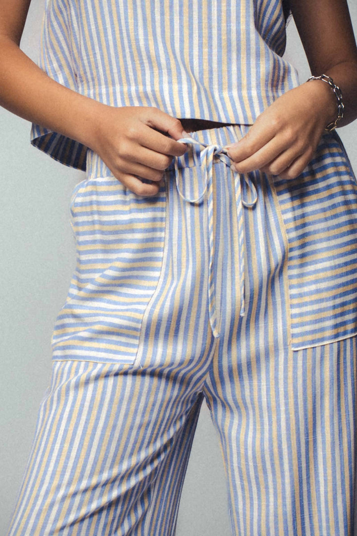 Paty Striped Two-Piece Cropped Top and Pants Set