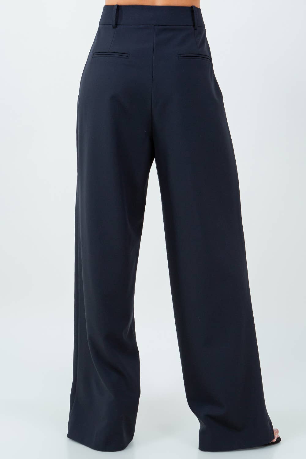 VALENTINA PANTS PLEAT DETAILED WOVEN STRAIGHT TROUSERS - NAVY