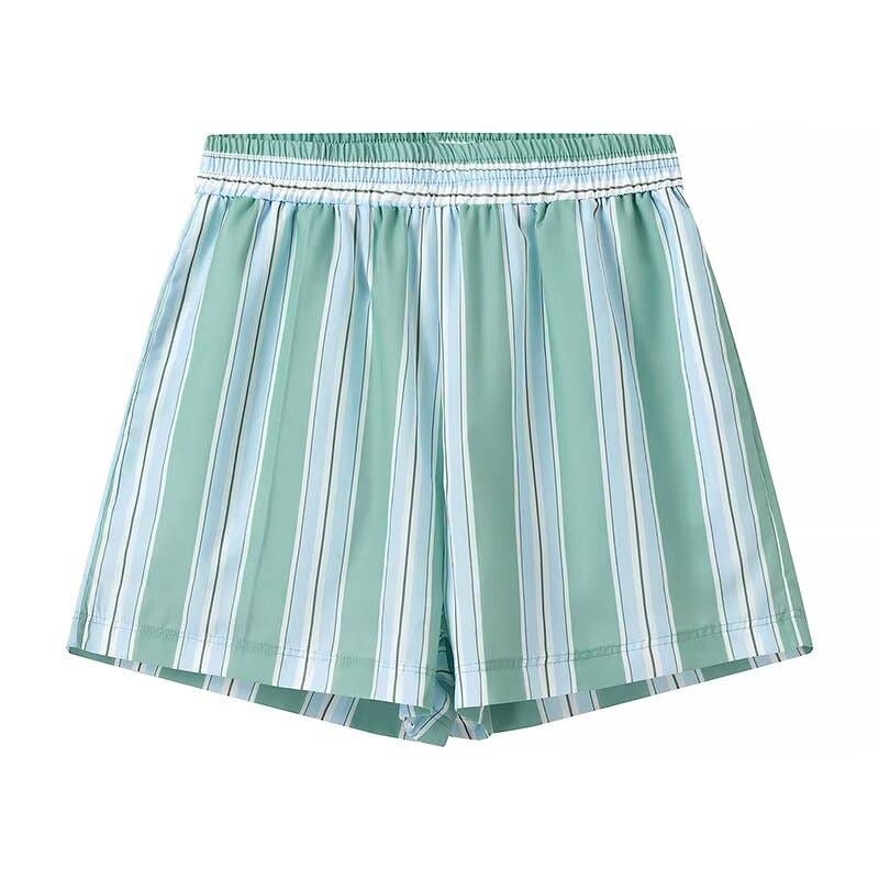 CINDY Long sleeve Tie front blouse in Mint Striped