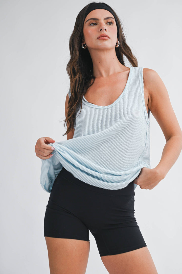 Mika Textured Scoop Neck Relaxed Tank