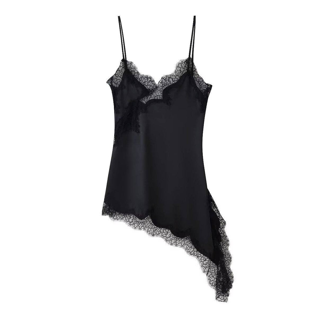 Lace Asymmetrical Mini Dress Women Multiple Colors