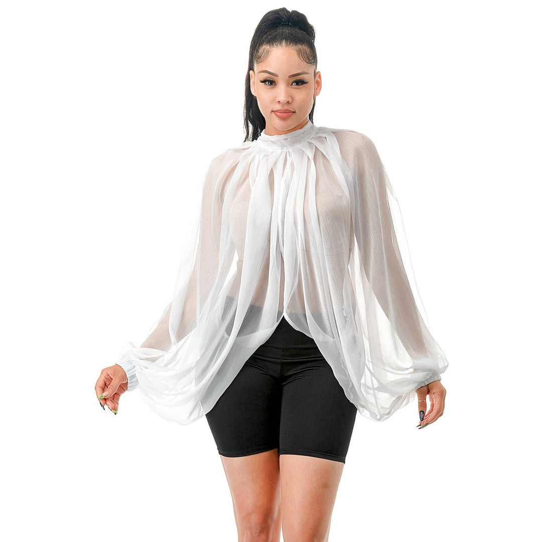 Jessi  White Sheer Organza Blouse