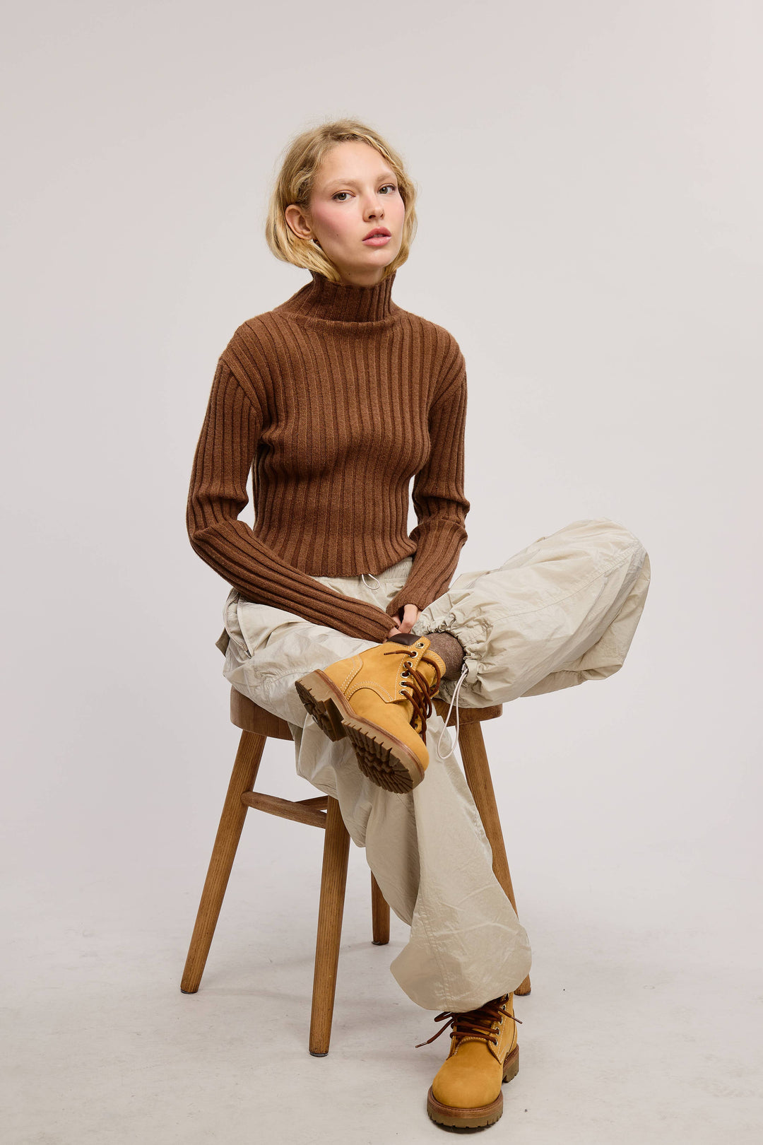 CARMEN KNIT TURTLENECK SWEATER - Cocoa / S - Tops