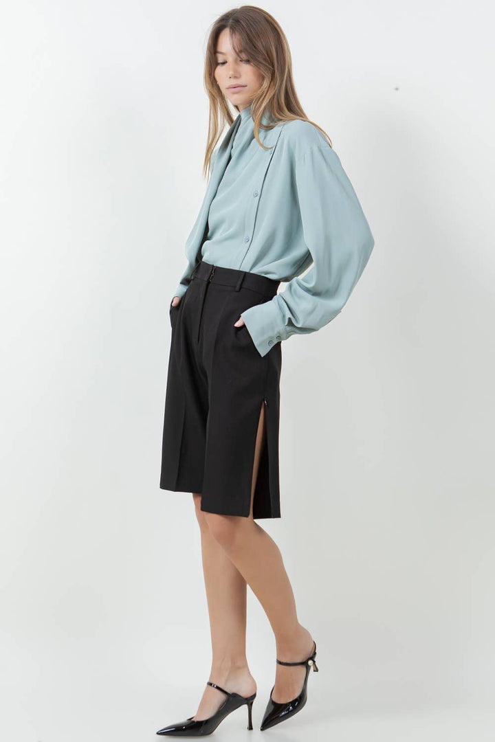 CARTER BUTTON DOWN WRAP SCARF BLOUSE