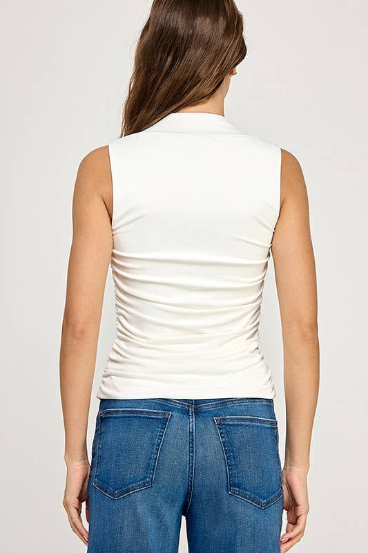 CONTOUR FLOURISH TOP RUCHED SQUARENECK TANK