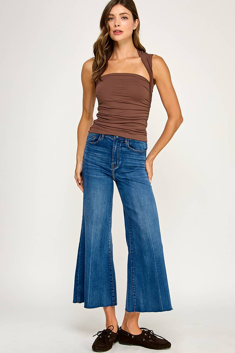 CONTOUR FLOURISH TOP RUCHED SQUARENECK TANK