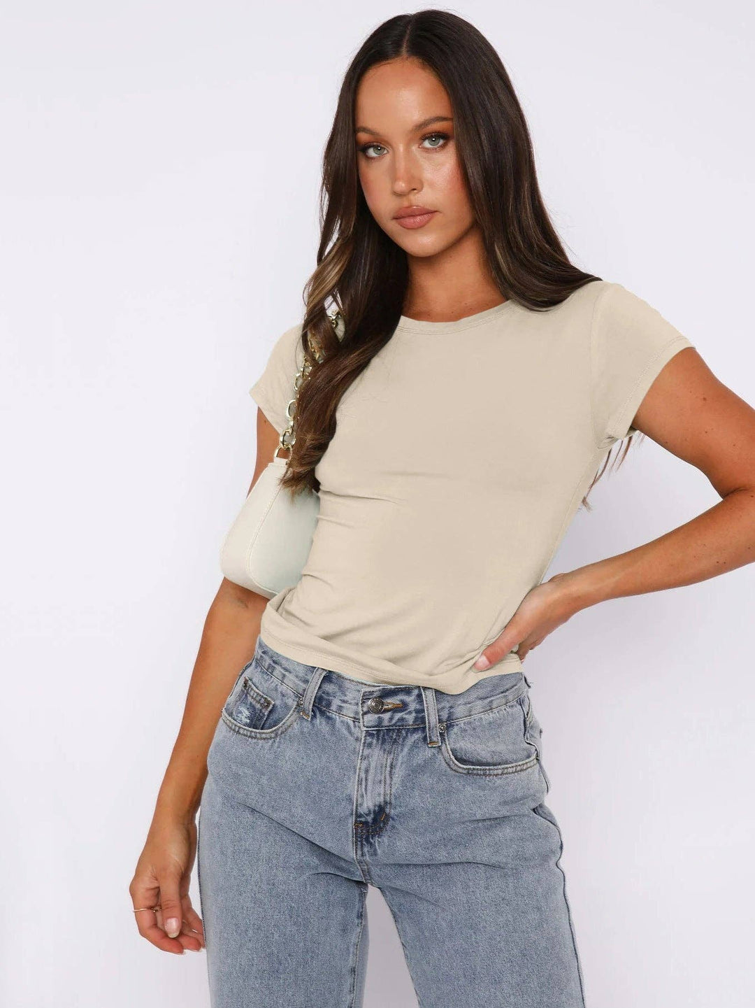 Carmen Shrot Sleeves Casual Tee Top