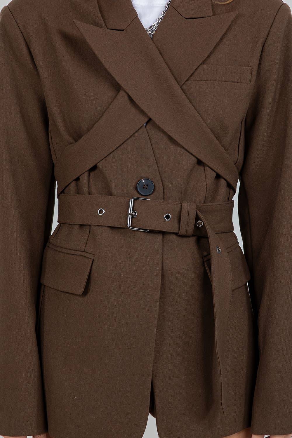 KARLA WOVEN JACKET BROWN