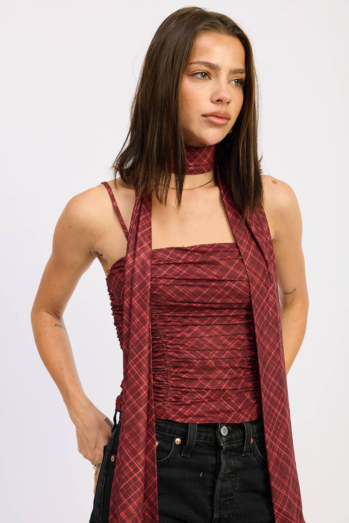 NADIA SPAGHETTI STRAP TOP WITH SCARF