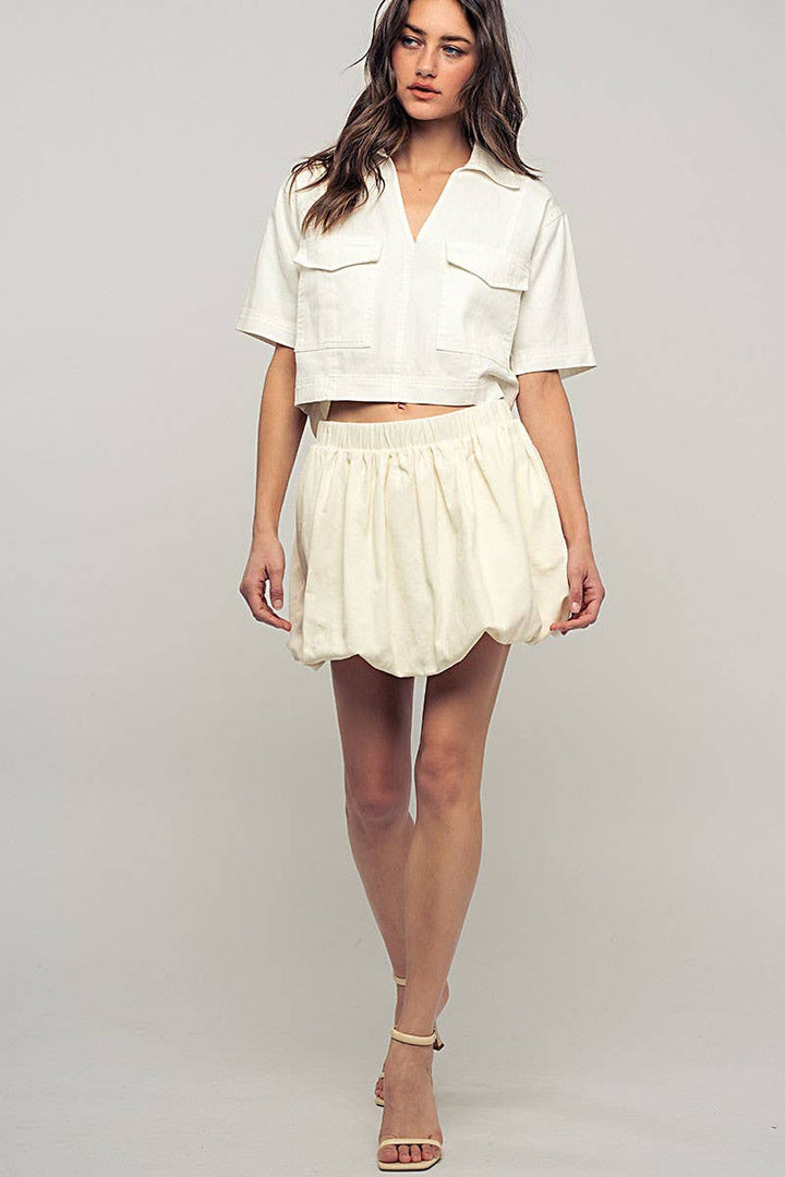 Babe Spring  Bubble Waist Romantic Mini Skirt