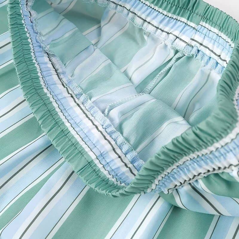 CINDY Long sleeve Tie front blouse in Mint Striped