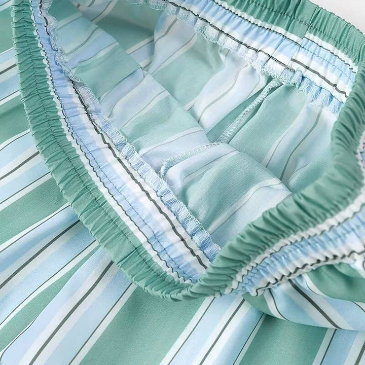 CINDY Long sleeve Tie front blouse in Mint Striped
