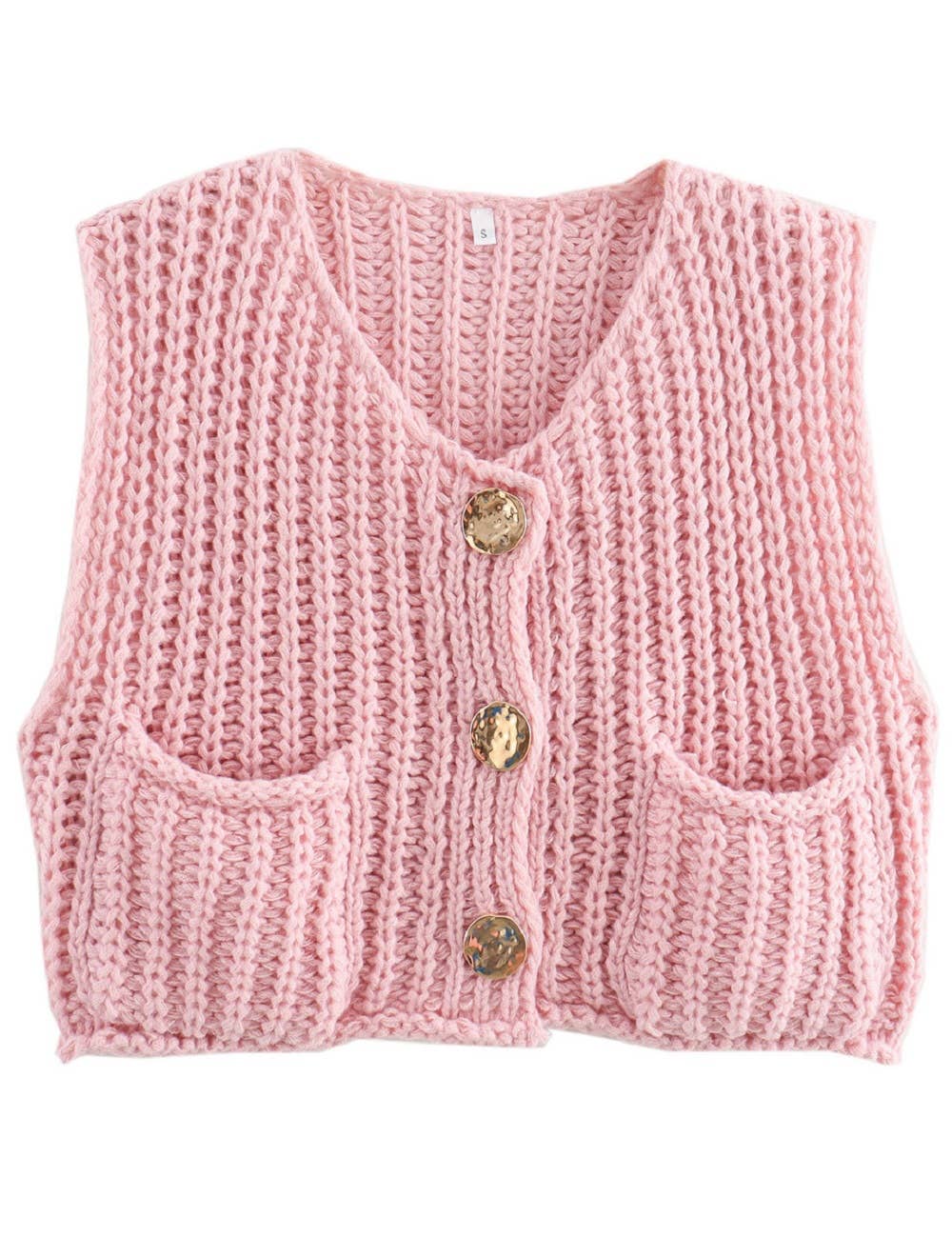 Maty Solid Color Crew Neck Crop Sweater Vest SKT621