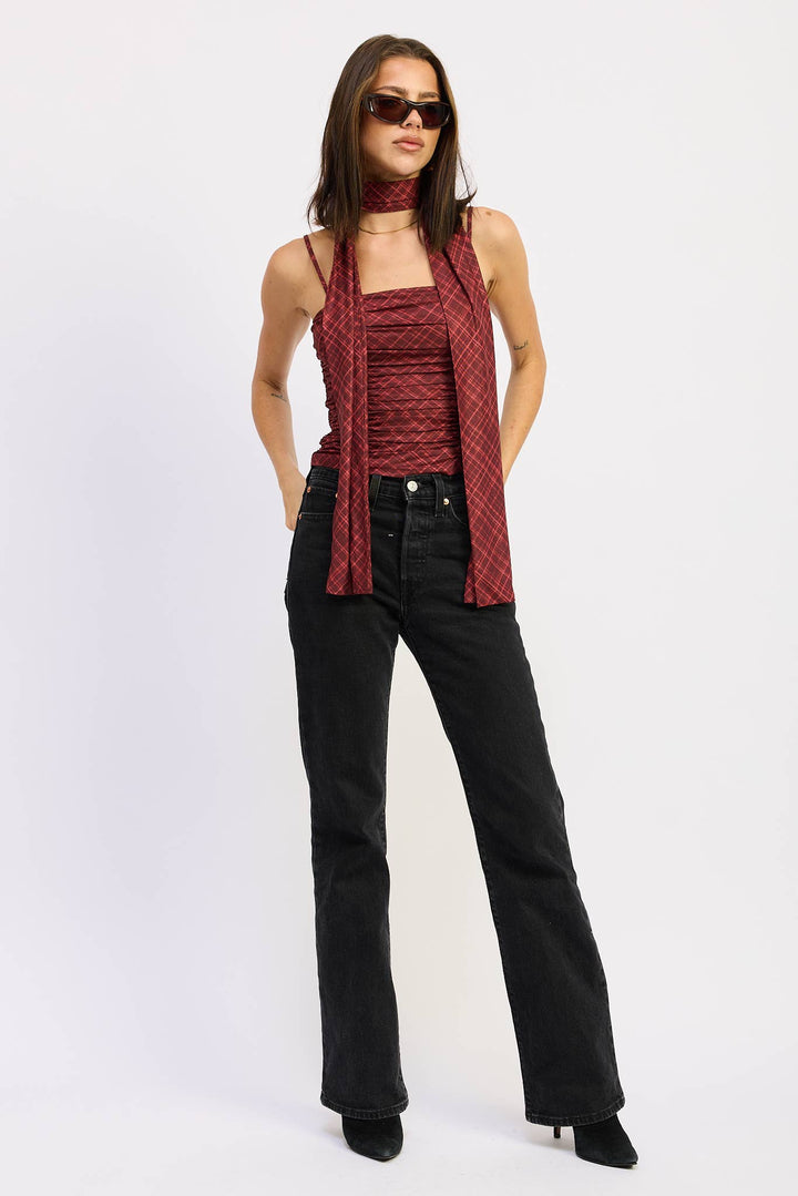 NADIA SPAGHETTI STRAP TOP WITH SCARF