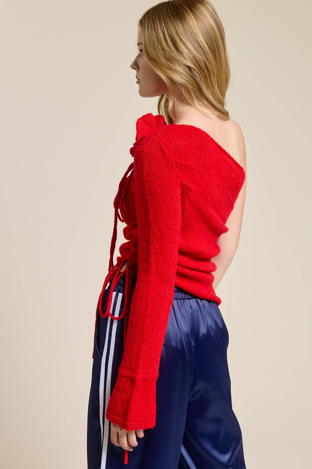 Daila One Shoulder Floral Embellishment Knit Top