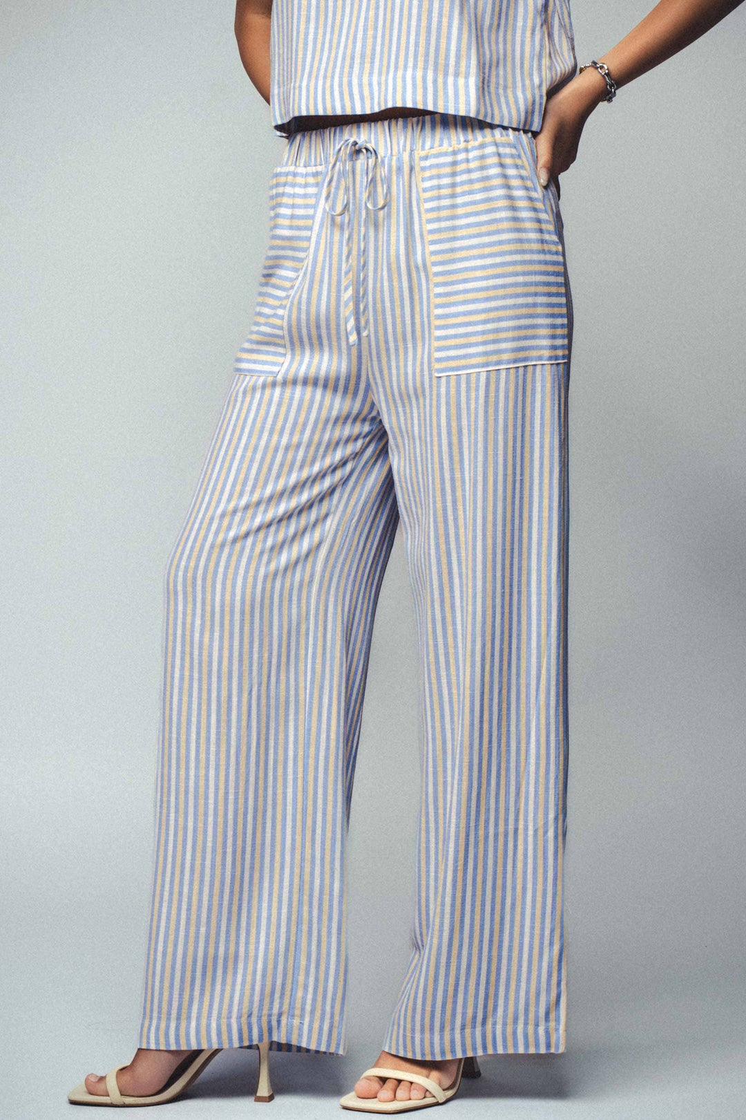 Paty Striped Two-Piece Cropped Top and Pants Set