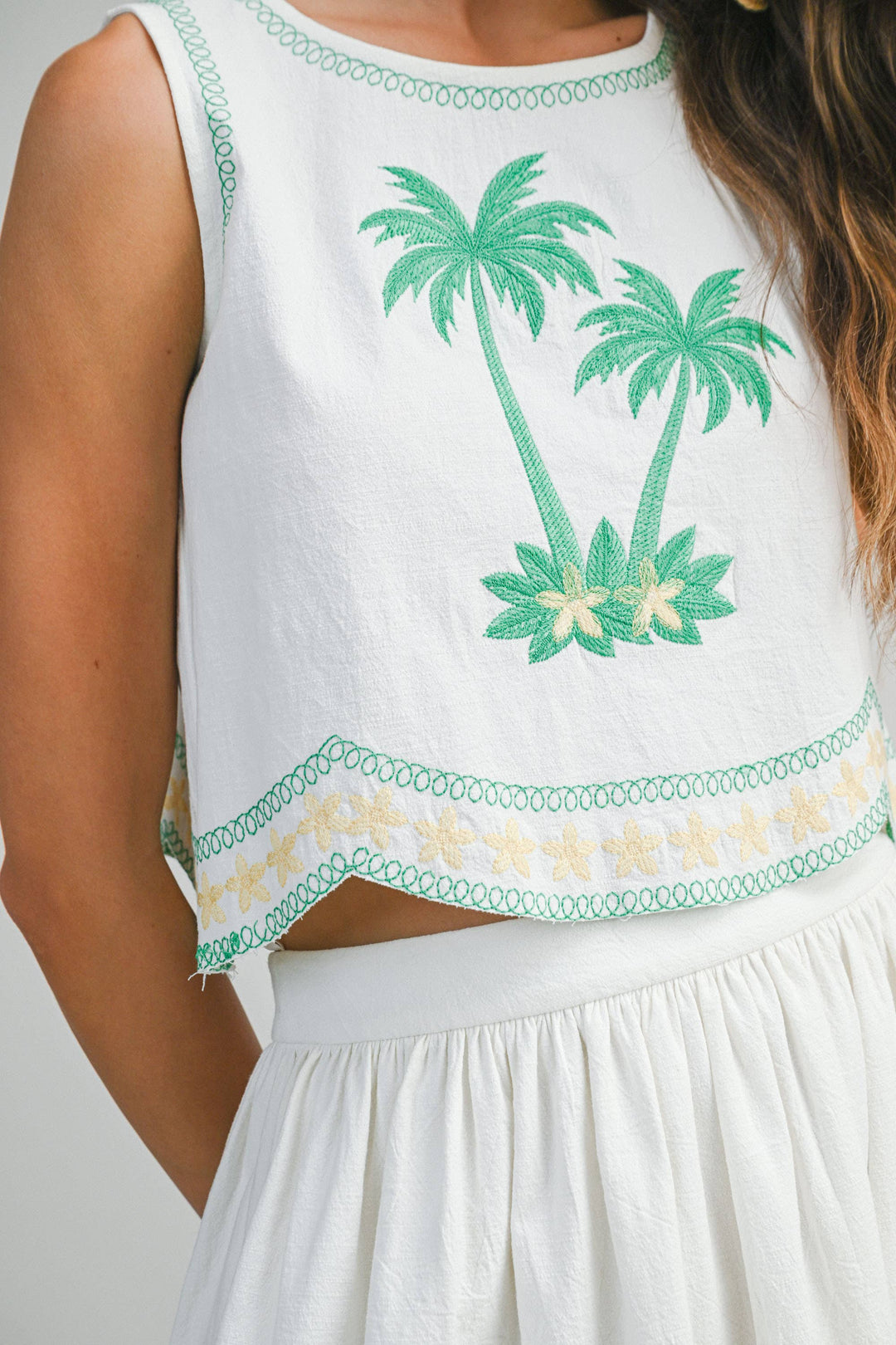 Palm Tree Embroidered Set