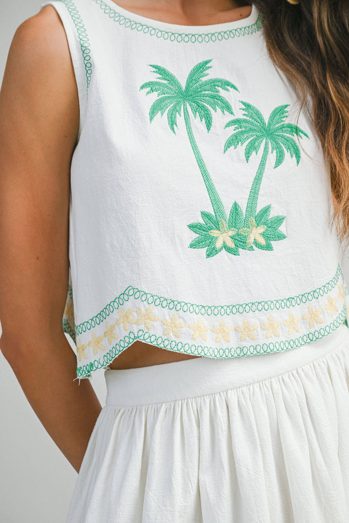 Palm Tree Embroidered Set