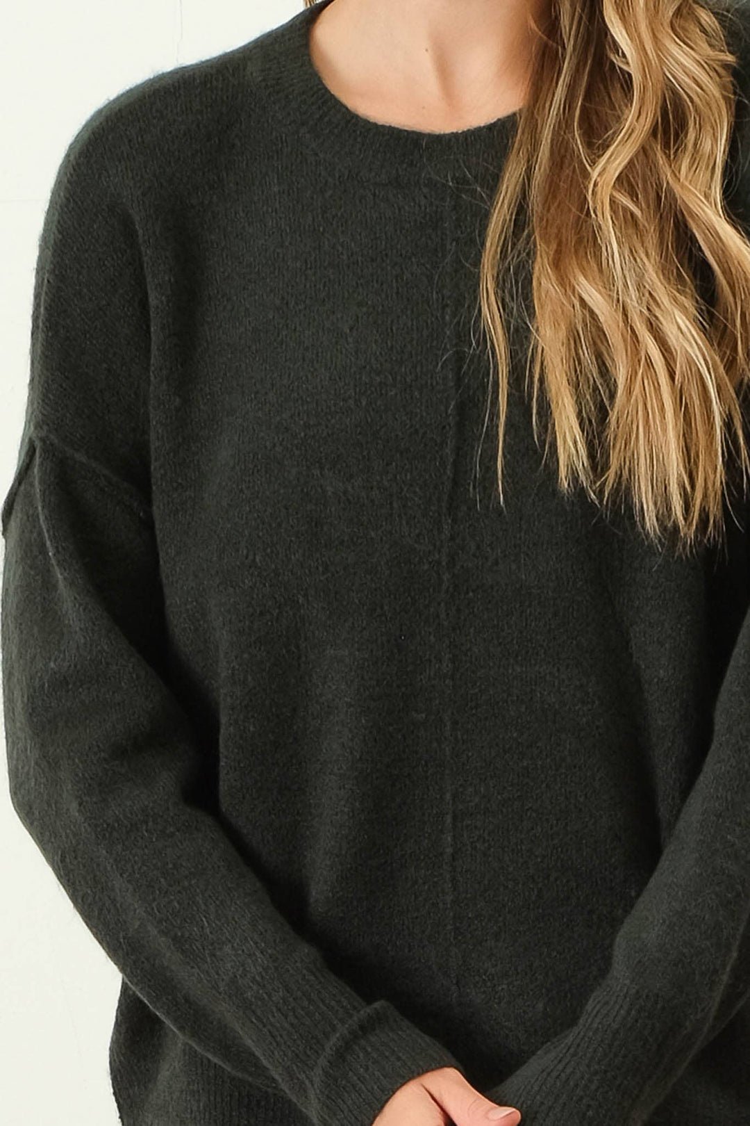 IRIS BLACK FRONT SEAM KNIT SWEATER