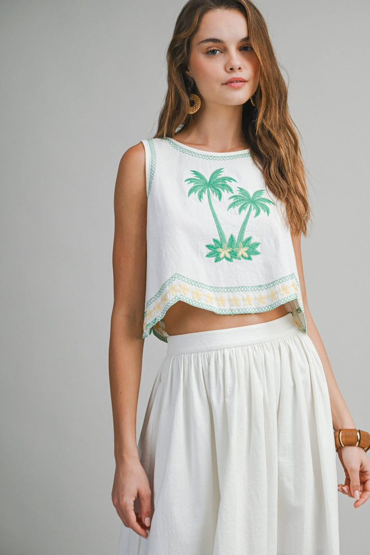 Palm Tree Embroidered Set