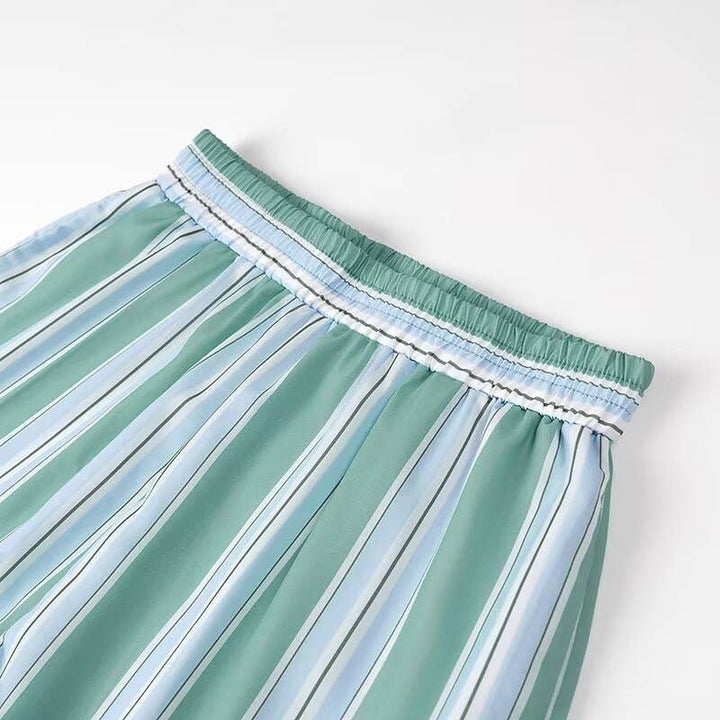 CINDY Long sleeve Tie front blouse in Mint Striped
