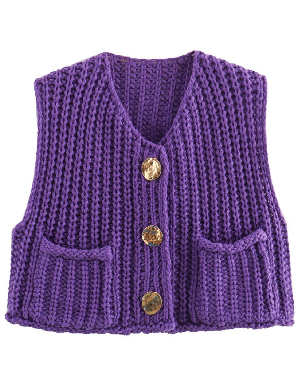 Maty Solid Color Crew Neck Crop Sweater Vest SKT621