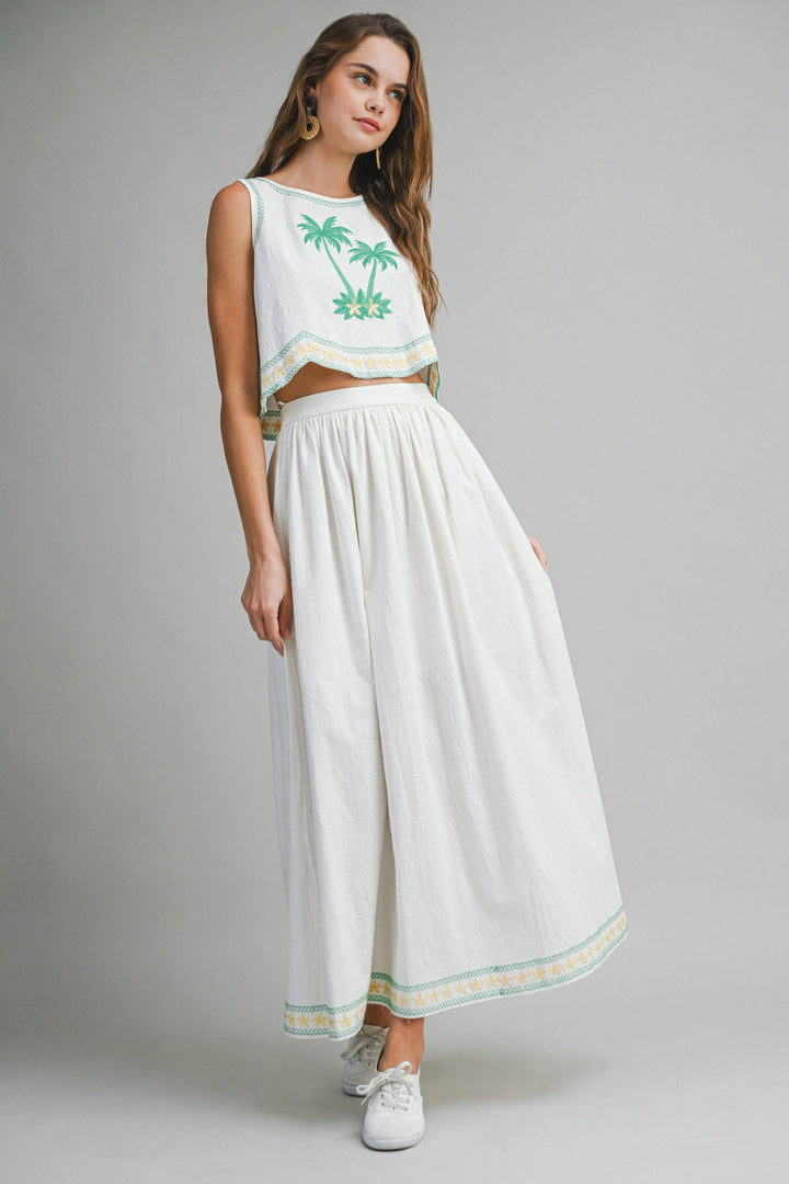 Palm Tree Embroidered Set