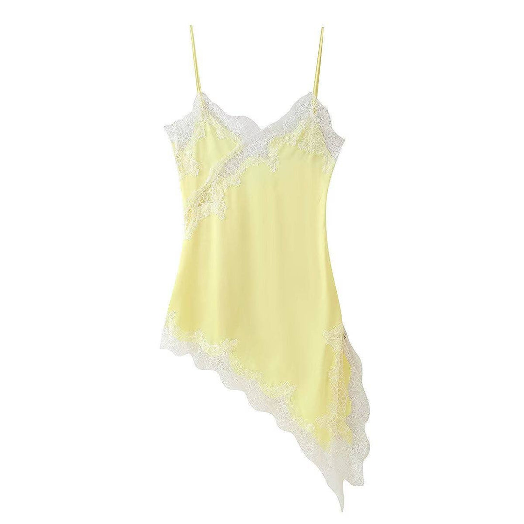 Lace Asymmetrical Mini Dress Women Multiple Colors