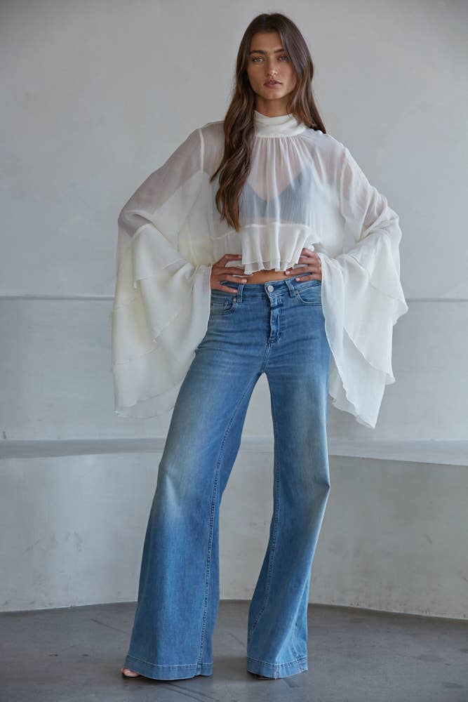 Miriam Woven Polyester Chiffon See Through Top
