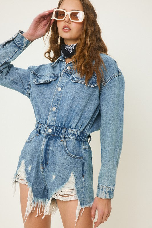 Brooklyn Long Sleeves Denim Romper