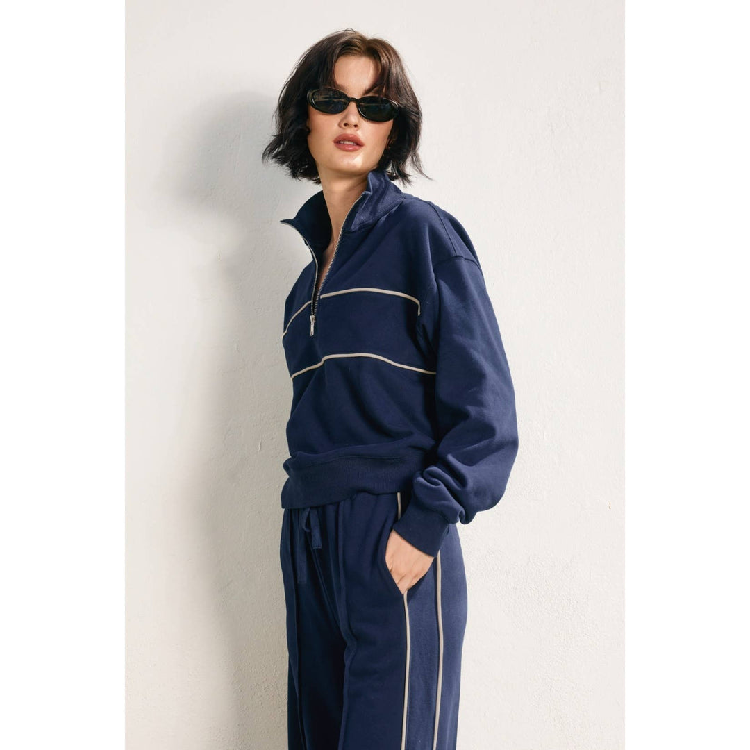 Gina Track Stripe Half Zip Sweatshirt