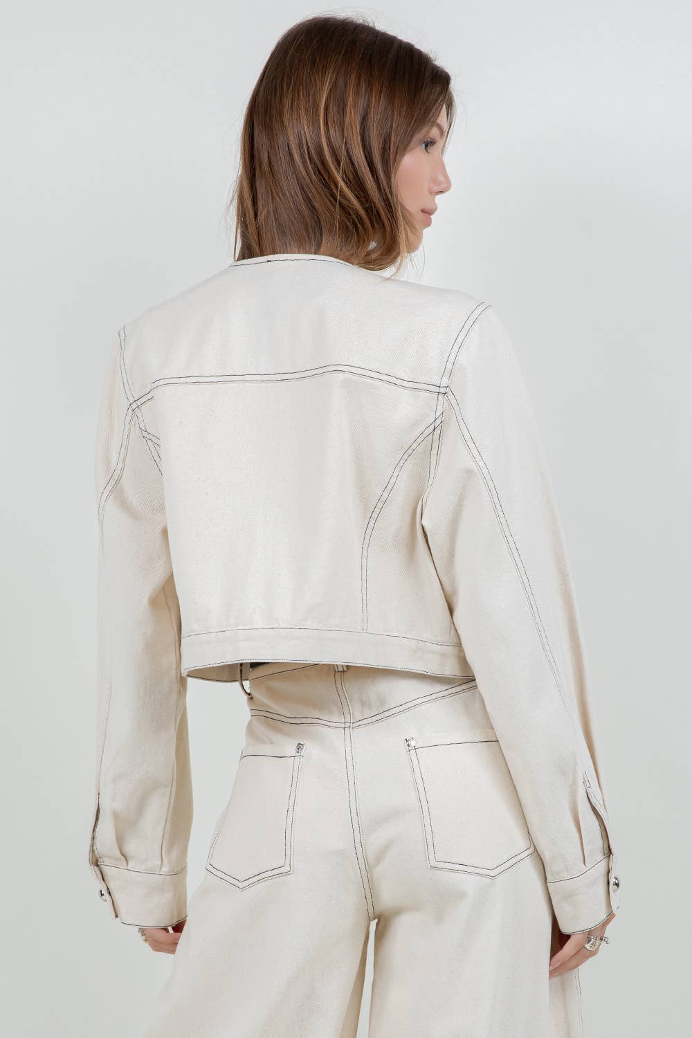 ANGIE COTTON WASHED CROPPED JACKET OATMEAL