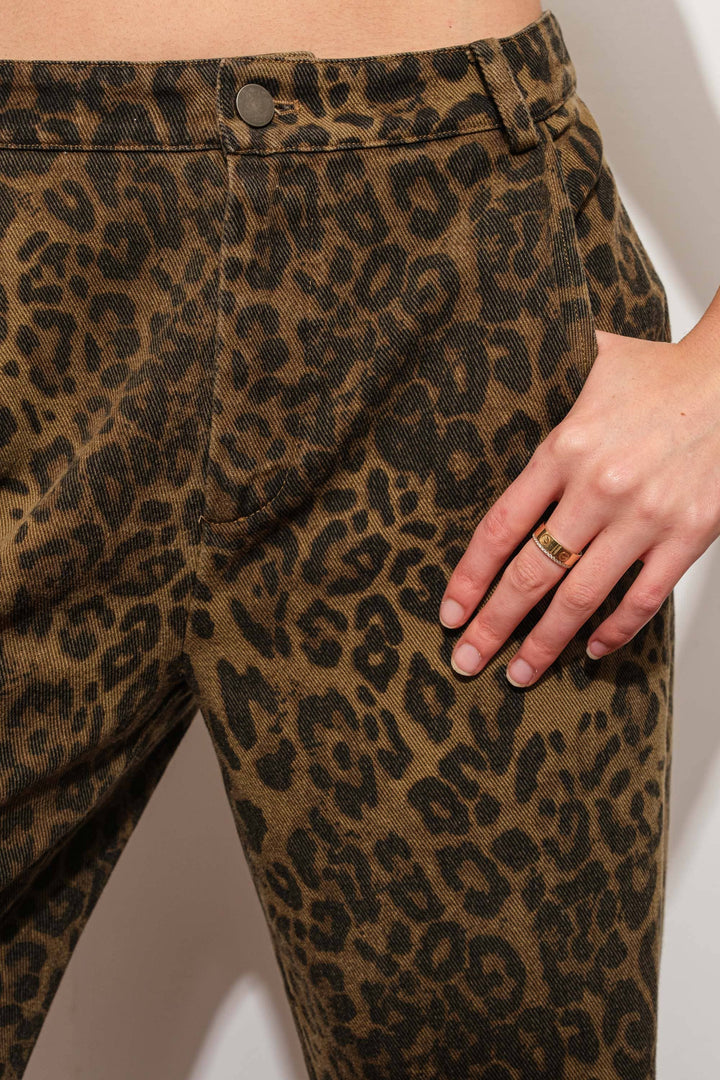 LEOPARD PRINT DENIM PANTS