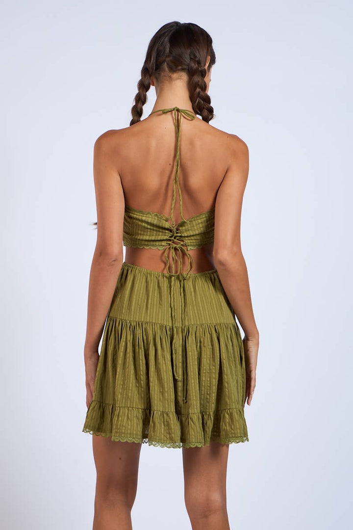 FATIMA OLIVE GREEN MINI DRESS - Dresses