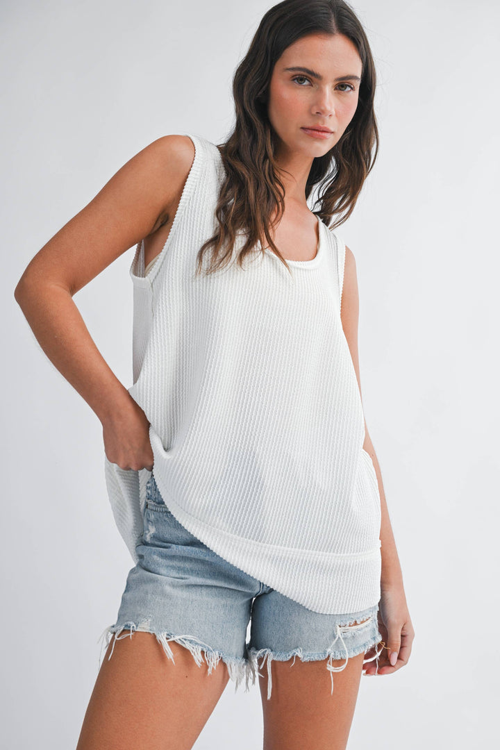 Mika Textured Scoop Neck Relaxed Tank
