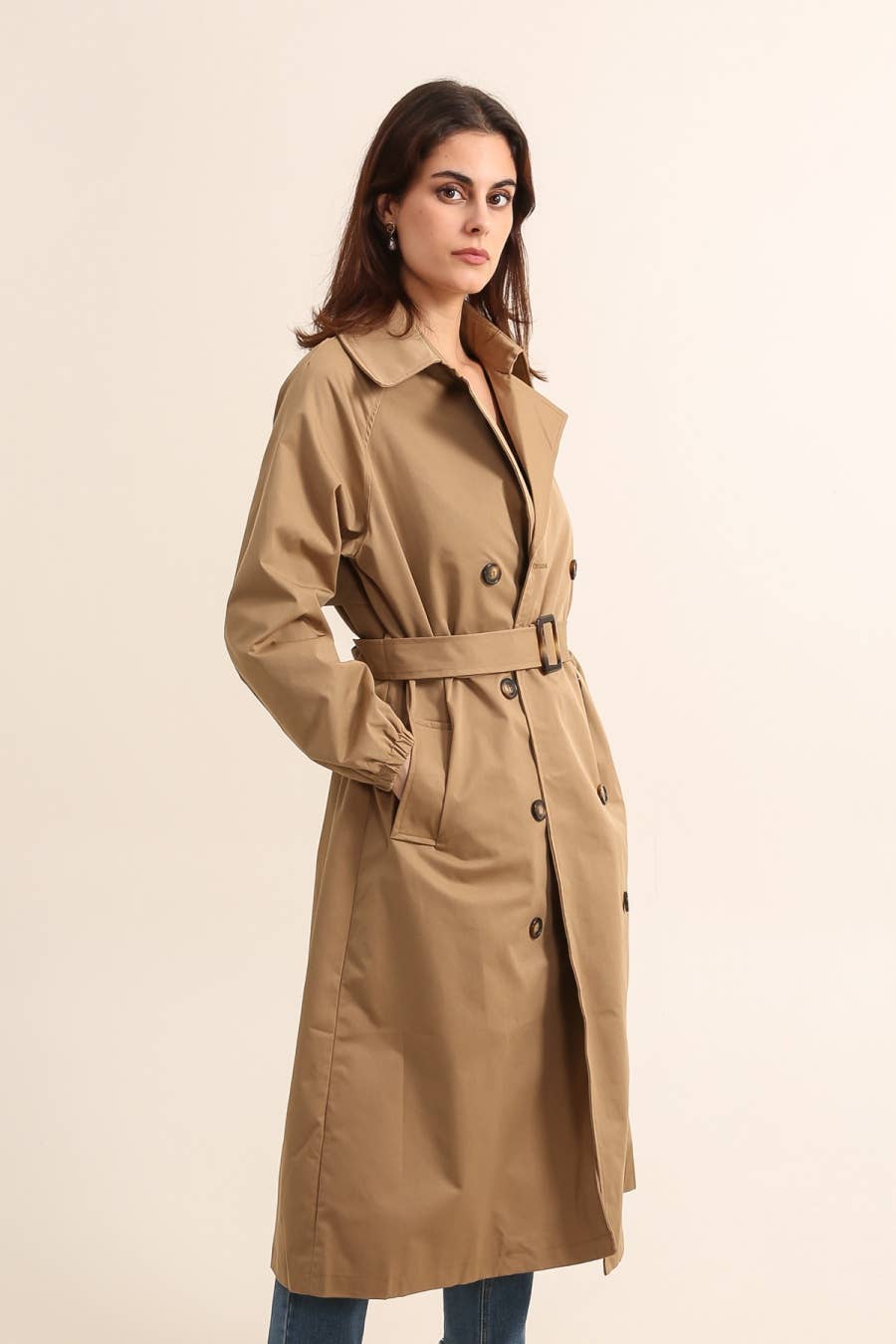 Logan Long trench coat with belt