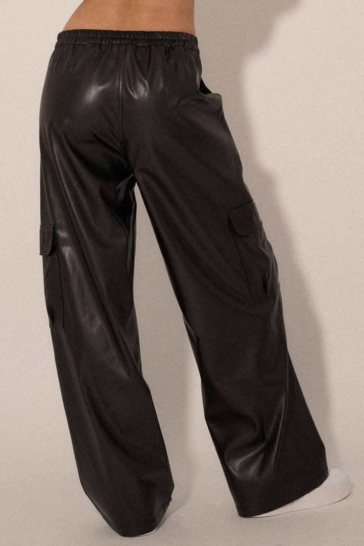 Frances Faux Leather Cargo Pocket Pants - Pants