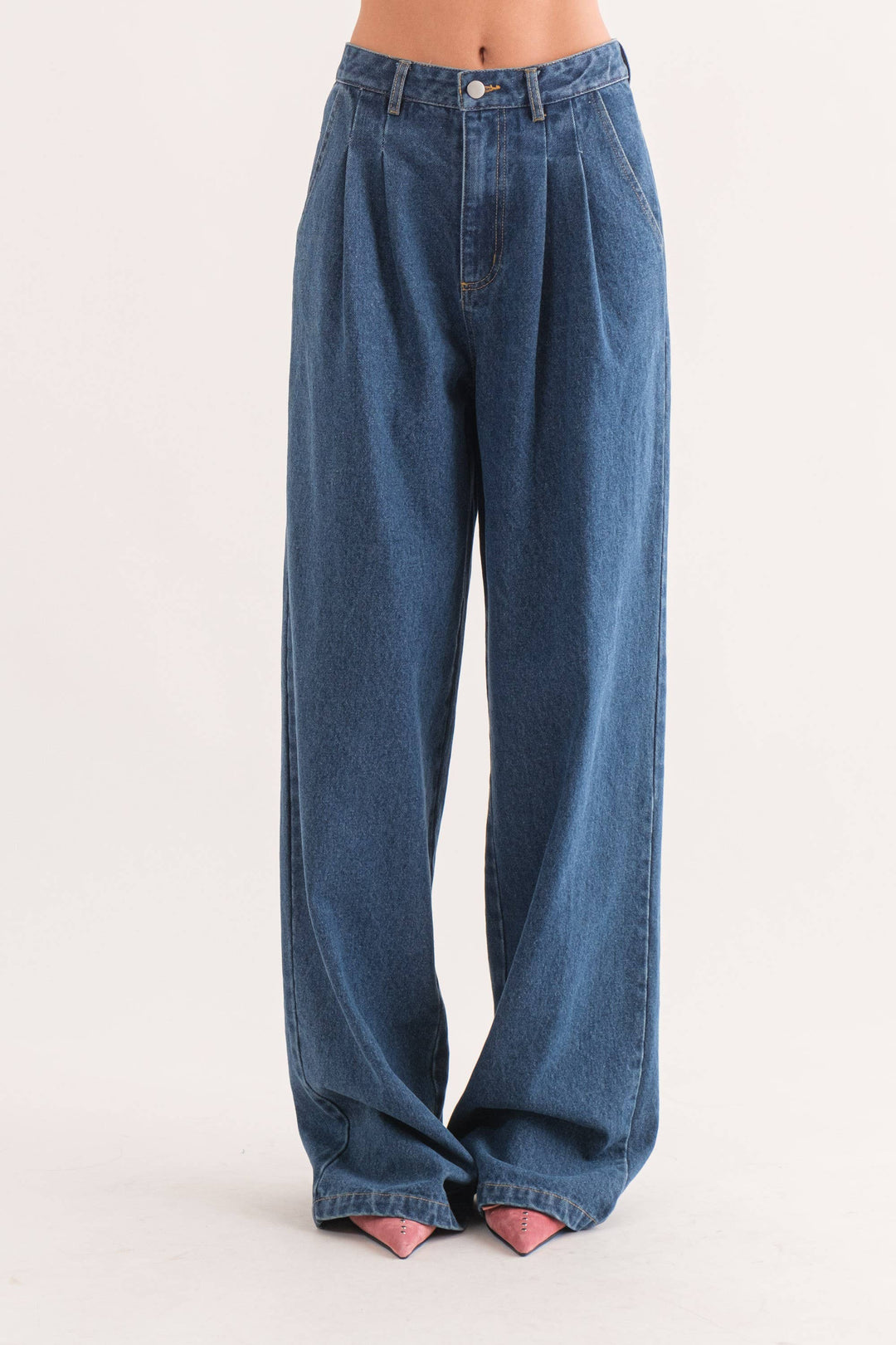 Gin Pleated Front Jeans - S - Jeans
