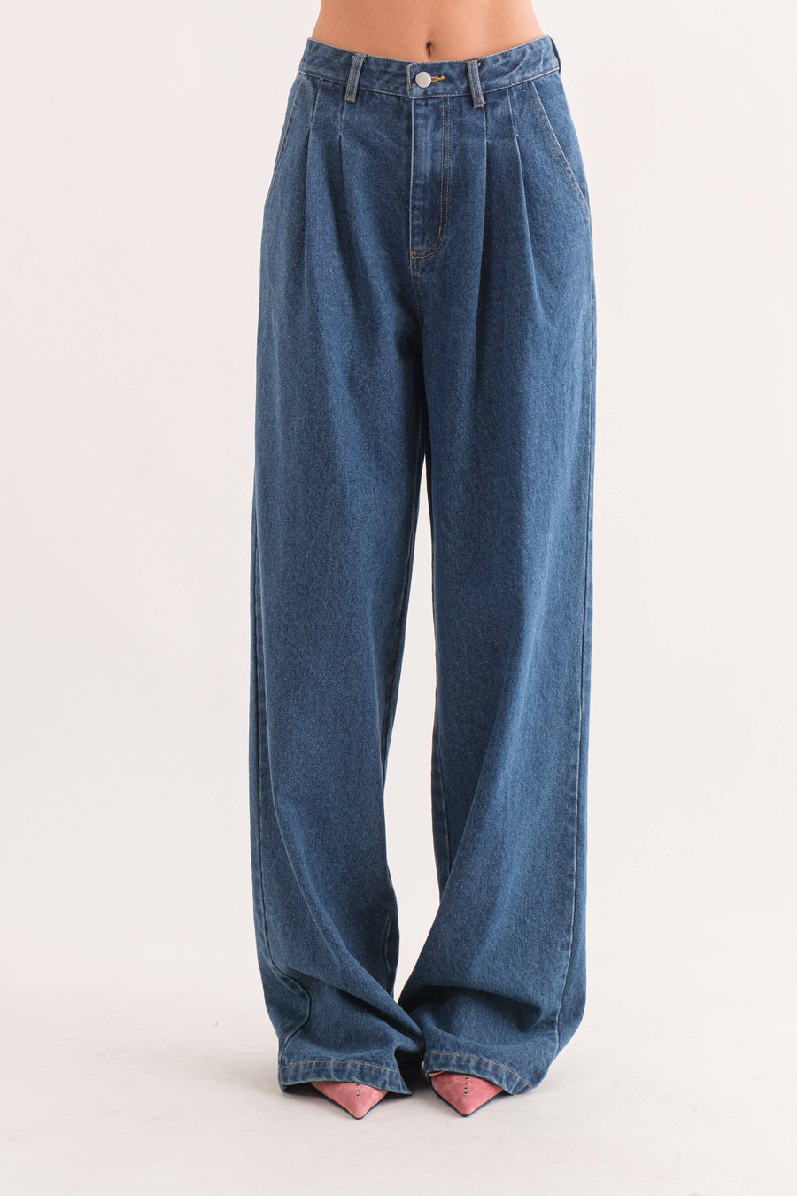 Gin Pleated Front Jeans - S - Jeans