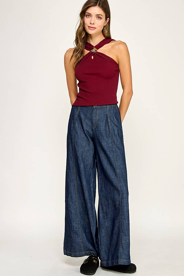 HALTER NECK WITH TRIM DETAIL