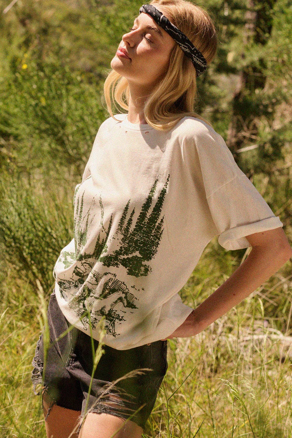 Horses Through Woods Distress Graphic Tee - Tops