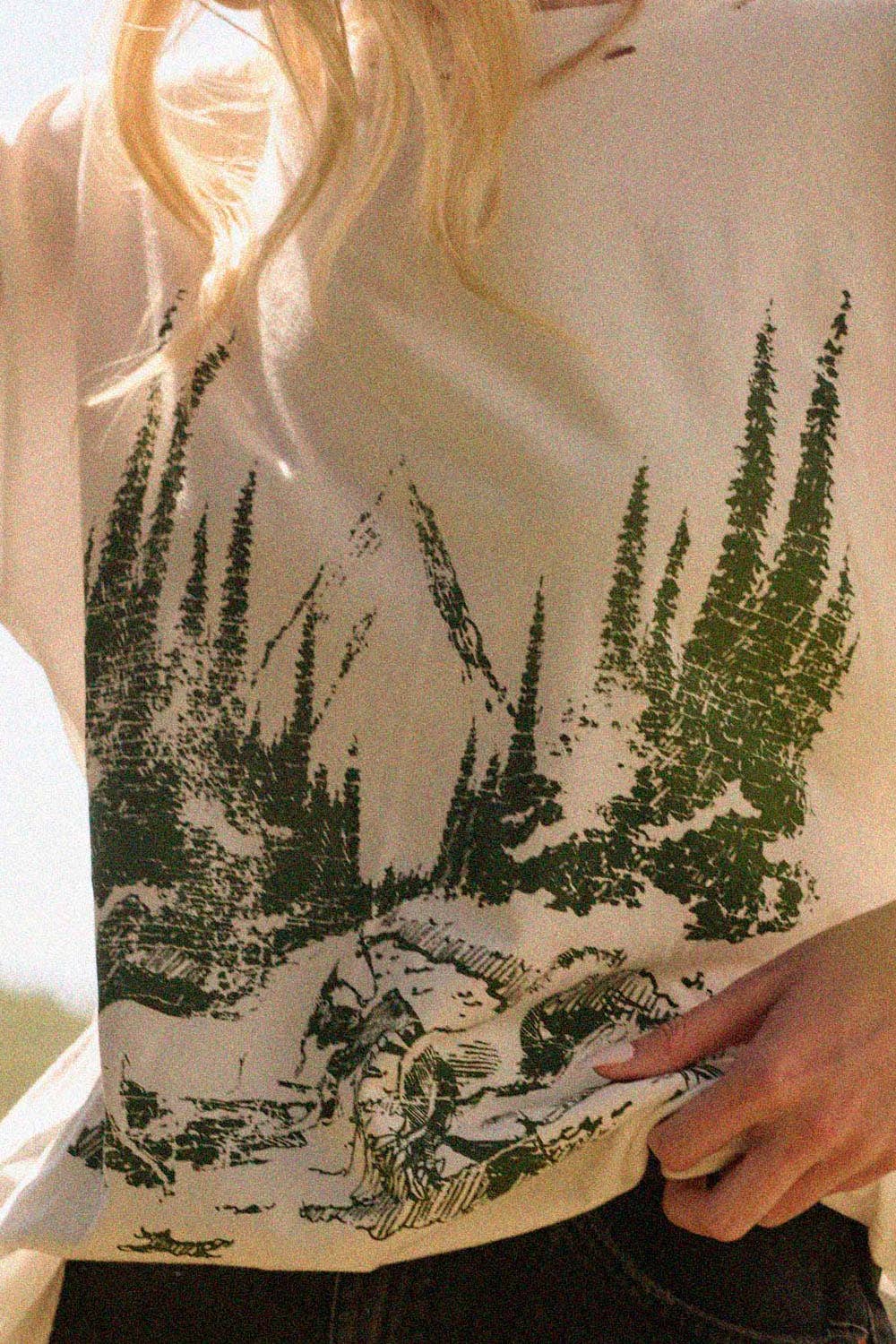 Horses Through Woods Distress Graphic Tee - Tops