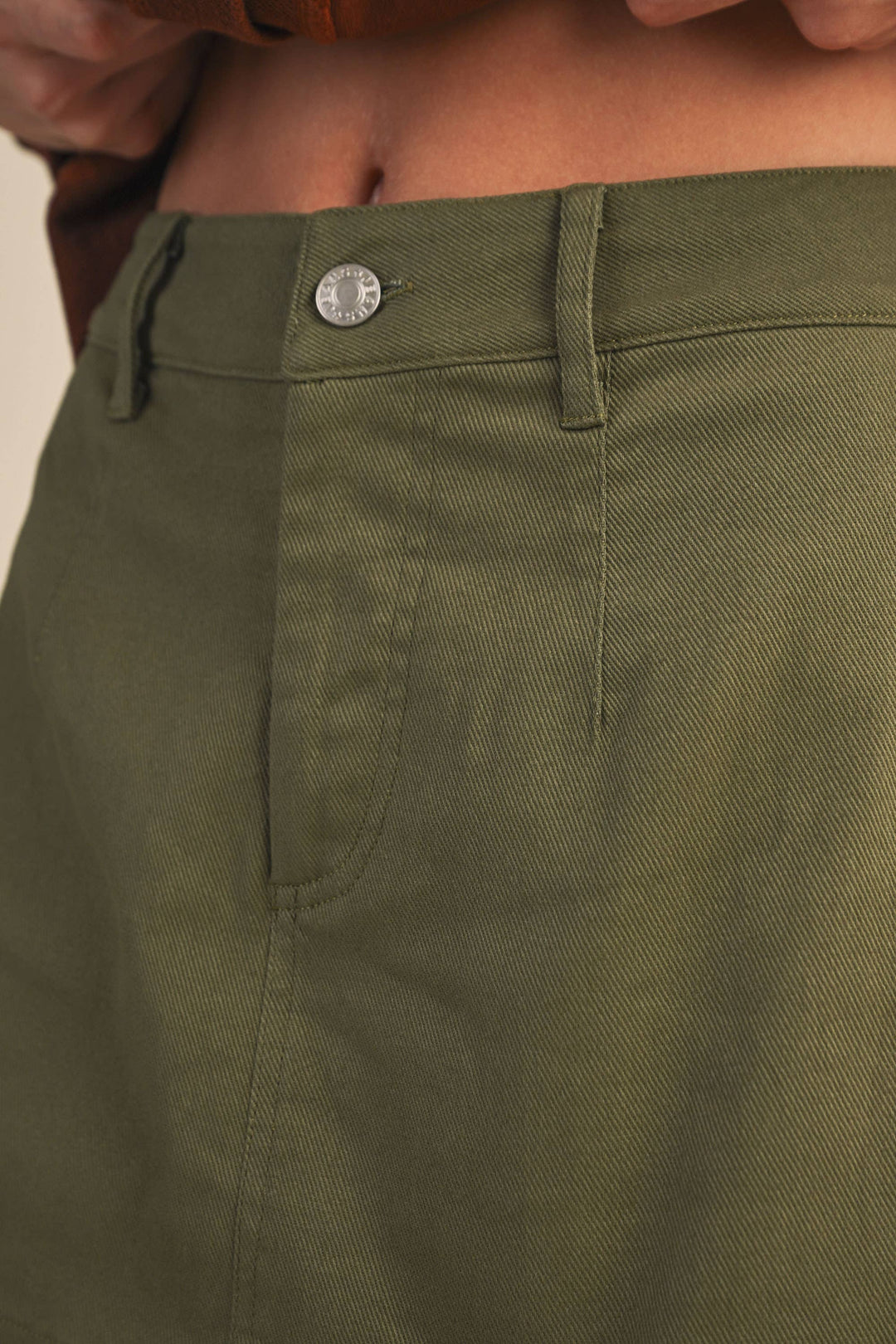 INOVA OLIVE GREEN DENIM SKORTS WITH BELT LOOP - OLIVE / S