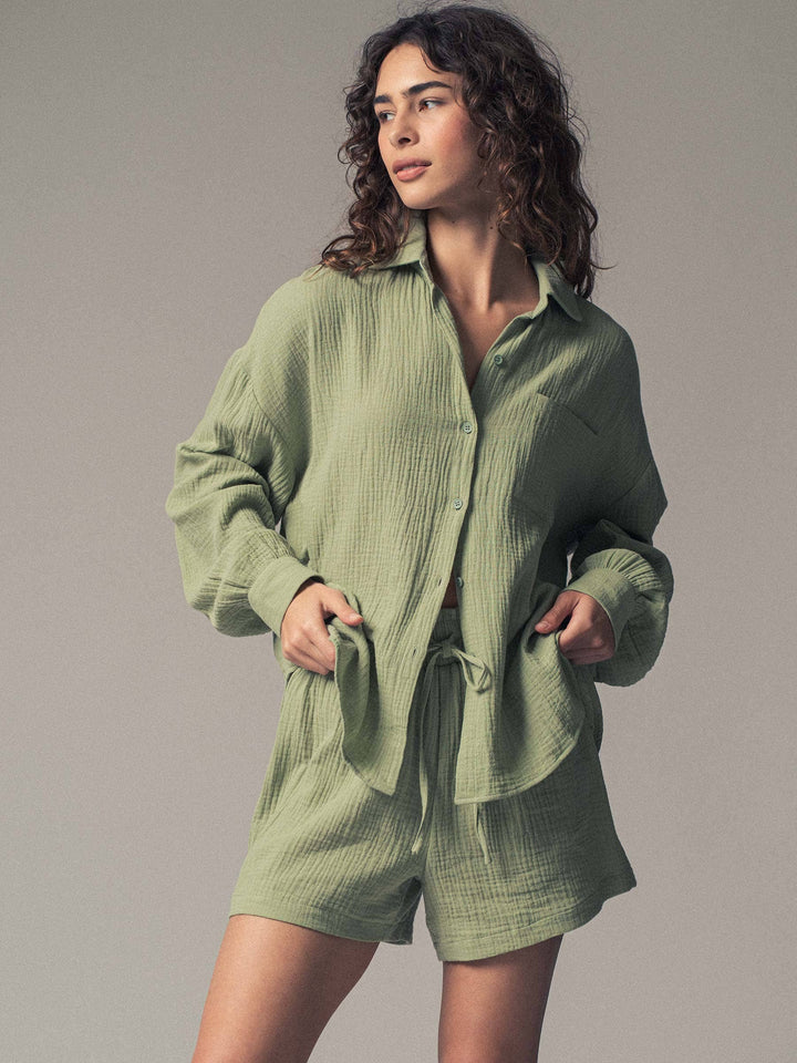 ISIS Cotton Gauze Resort Button-Up Set - S - Sets